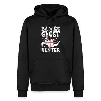 Recherche paranormale Halloween Ghost Hunter - Sweat à capuche Premium bio Homme - noir - Devant - Nico (187cm)