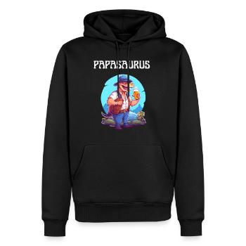 Papa Saurus Dinosaurier Familien Dino Papasaurus - Männer Premium Bio Hoodie - Schwarz - Vorne - Nico (187cm)