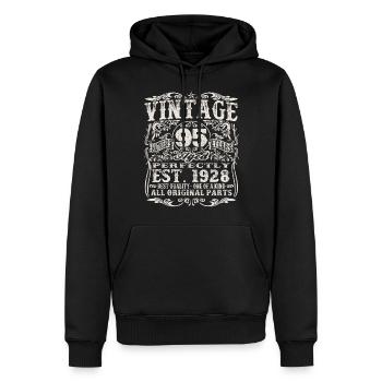né en 1928 - 95 ans - Sweat à capuche Premium bio Homme - noir - Devant - Nico (187cm)