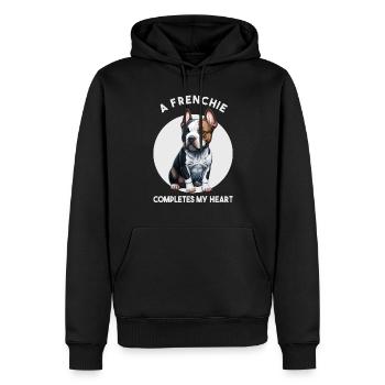 A Frenchie completes my heart - Männer Premium Bio Hoodie - Schwarz - Vorne - Nico (187cm)