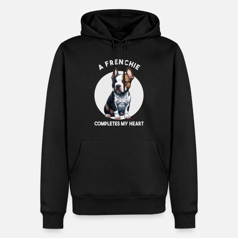 A Frenchie completes my heart - Männer Premium Bio Hoodie - Schwarz