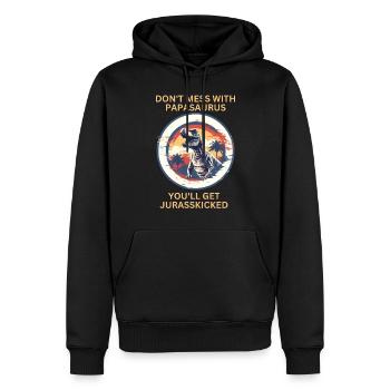 Drôle Papa Papasaurus Dino Dinosaur Cadeau - Sweat à capuche Premium bio Homme - noir - Devant - Nico (187cm)