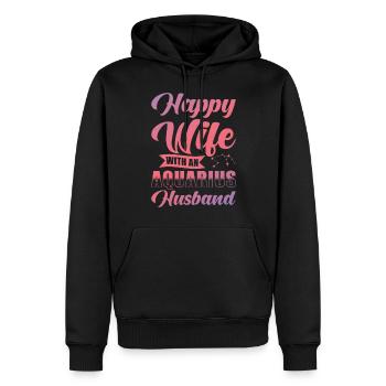 Verseau Femme heureuse avec le mari du Verseau - Sweat à capuche Premium bio Homme - noir - Devant - Nico (187cm)