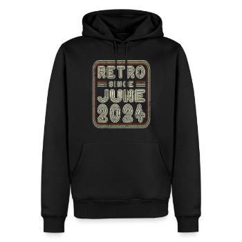 Geburtstag Juni 2024 Retro Geschenk - Männer Premium Bio Hoodie - Schwarz - Vorne - Nico (187cm)
