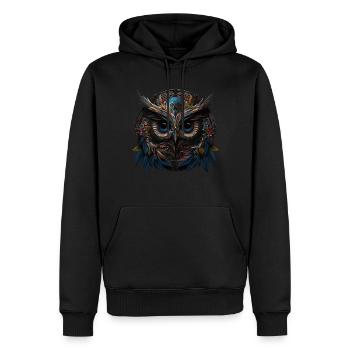 Eule Nachtvogel Vogel Tier Geschenk Mandala - Männer Premium Bio Hoodie - Schwarz - Vorne - Nico (187cm)