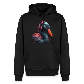 Casque de musique Flamingo Cadeau animal - Sweat à capuche Premium bio Homme - noir - Devant - Nico (187cm)