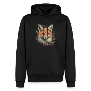 Schöner roter Fuchs Illustration Waldtier Blumen - Männer Premium Bio Hoodie - Schwarz - Vorne - Nico (187cm)