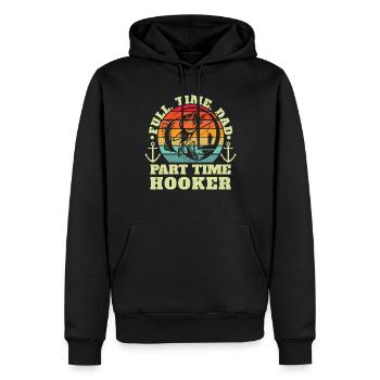 Teilzeit Hakenfischen Vatertag - Männer Premium Bio Hoodie - Schwarz - Vorne - Nico (187cm)