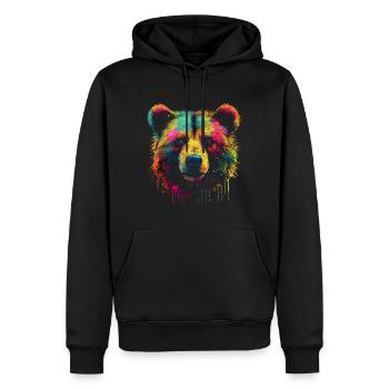 Bear Colorful Forest Artwork Animal Art Gift - Men’s Premium Organic Hoodie - black - Front - Nico (187cm)