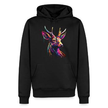 Deer Deer Forest Art Animal Gift Animal Motif - Sweat à capuche Premium bio Homme - noir - Devant - Nico (187cm)