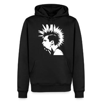 Schreiender Punkrocker mit Mohican Anarchy Punk - Männer Premium Bio Hoodie - Schwarz - Vorne - Nico (187cm)