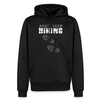 Randonnée pédestre Continuez à faire de la randonnée vintage - Sweat à capuche Premium bio Homme - noir - Devant - Nico (187cm)
