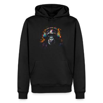 Affe Musik Bunt Geschenk Tiermotiv Tier Kunst - Männer Premium Bio Hoodie - Schwarz - Vorne - Nico (187cm)