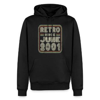 Anniversaire Juin 2001 Cadeau rétro - Sweat à capuche Premium bio Homme - noir - Devant - Nico (187cm)