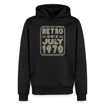 Anniversaire Juillet 1970 Cadeau rétro - Sweat à capuche Premium bio Homme - noir - Devant - Nico (187cm)