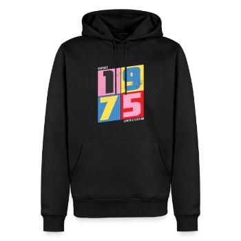 1975 vintage - Men’s Premium Organic Hoodie - black - Front - Nico (187cm)