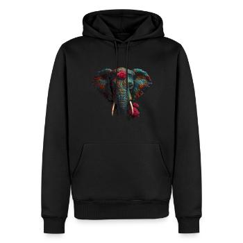 Éléphant Animal Gift Africa Art Fleurs Rose - Sweat à capuche Premium bio Homme - noir - Devant - Nico (187cm)