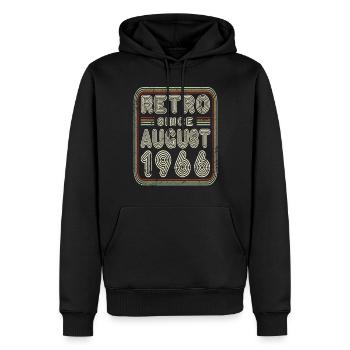 Anniversaire Août 1966 Cadeau rétro - Sweat à capuche Premium bio Homme - noir - Devant - Nico (187cm)
