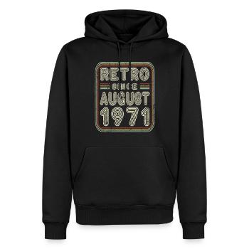 Anniversaire Août 1971 Cadeau rétro - Sweat à capuche Premium bio Homme - noir - Devant - Nico (187cm)