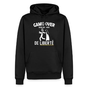 Futur Marié Humour Cadeau Enterrement Vie Garçon - Sweat à capuche Premium bio Homme - noir - Devant - Nico (187cm)
