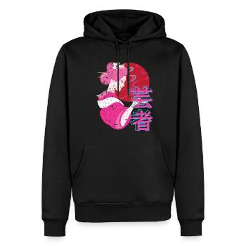 Japon Geisha des années 80 Retro Vaporwave - Sweat à capuche Premium bio Homme - noir - Devant - Nico (187cm)
