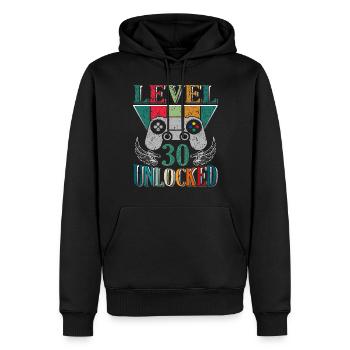 Niveau 30 Cadeau Complet 30 Ans Anniversaire - Sweat à capuche Premium bio Homme - noir - Devant - Nico (187cm)