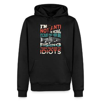 Je préfère pêcher - Sweat à capuche Premium bio Homme - noir - Devant - Nico (187cm)