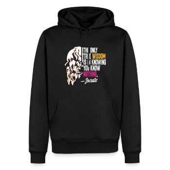 Philosophie Socrates Zitat - Männer Premium Bio Hoodie - Schwarz - Vorne - Nico (187cm)