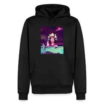 Space Godness in Retrowave - Men’s Premium Organic Hoodie - black - Front - Nico (187cm)