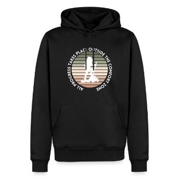 Wandern fortschritt außerhalb der Komfortzone - Männer Premium Bio Hoodie - Schwarz - Vorne - Nico (187cm)