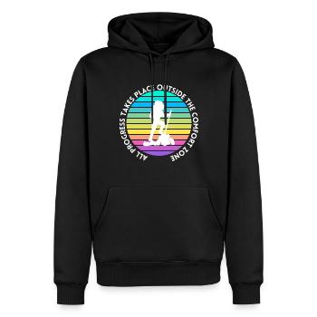 Wandern fortschritt außerhalb der Komfortzone - Männer Premium Bio Hoodie - Schwarz - Vorne - Nico (187cm)