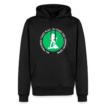 Wandern fortschritt außerhalb der Komfortzone - Männer Premium Bio Hoodie - Schwarz - Vorne - Nico (187cm)
