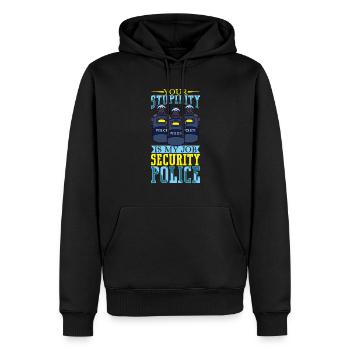 Policier Officier de police Bureau de la police - Sweat à capuche Premium bio Homme - noir - Devant - Nico (187cm)
