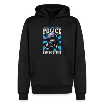Police Policier Bureau de police - Sweat à capuche Premium bio Homme - noir - Devant - Nico (187cm)