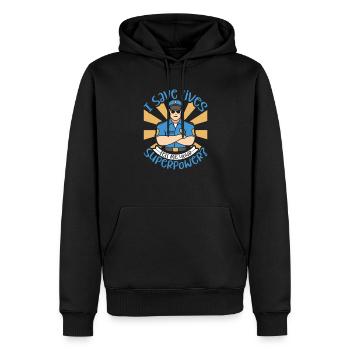 Police Policier Bureau de police - Sweat à capuche Premium bio Homme - noir - Devant - Nico (187cm)