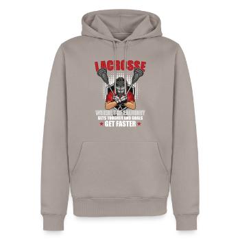 Lacrosse-spieler Lacrosse-trainer Lax Player - Männer Premium Bio Hoodie - Taupe - Vorne - Nico (187cm)