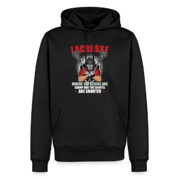 Lacrosse-spieler Lacrosse-trainer Lax Player - Männer Premium Bio Hoodie - Schwarz - Vorne - Nico (187cm)