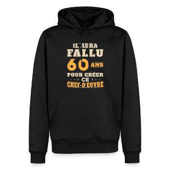 60 Ans pour créer ce chef d'euvre - Sweat à capuche Premium bio Homme - noir - Devant - Nico (187cm)