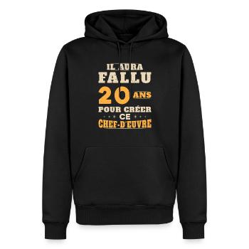 20 Ans pour créer ce chef d'euvre - Sweat à capuche Premium bio Homme - noir - Devant - Nico (187cm)