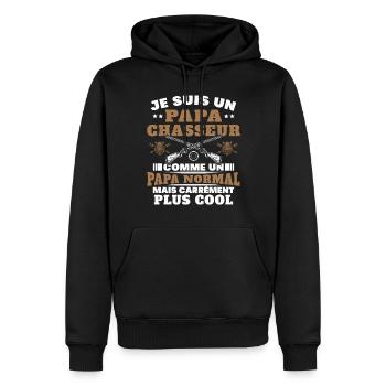 Un papa chasseur c'est comme un papa normal - Sweat à capuche Premium bio Homme - noir - Devant - Nico (187cm)