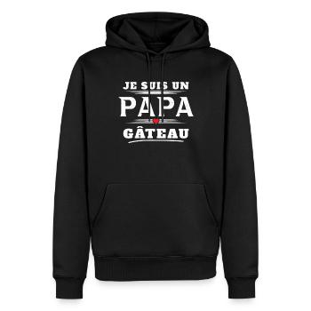 Homme Un Papa Gâteau Pâtisserie Humour Cadeau Noël - Sweat à capuche Premium bio Homme - noir - Devant - Nico (187cm)