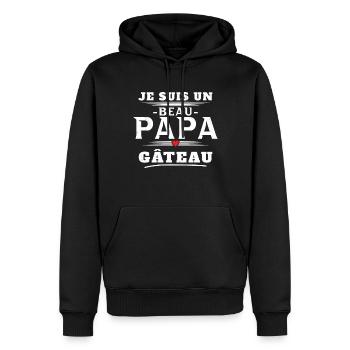 Un Beau Papa Gâteau Pâtisserie Humour Cadeau Noël - Sweat à capuche Premium bio Homme - noir - Devant - Nico (187cm)