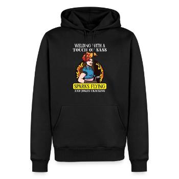 Weibliche Schweißerin Lustige - Männer Premium Bio Hoodie - Schwarz - Vorne - Nico (187cm)