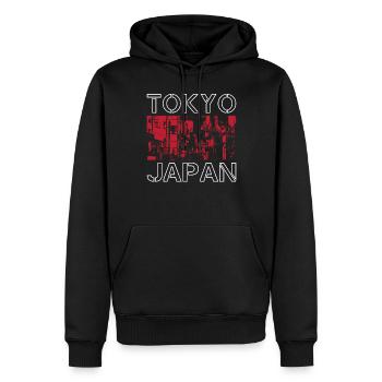 Japan Tokio Urban Retro Streetwear - Männer Premium Bio Hoodie - Schwarz - Vorne - Nico (187cm)