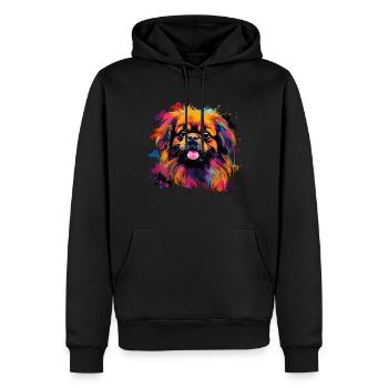 Chien Pékinois Cadeau Dire - Sweat à capuche Premium bio Homme - noir - Devant - Nico (187cm)