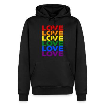 Pride LGBT Gay Love Rainbow LGBTQ CSD Gift - Men’s Premium Organic Hoodie - black - Front - Nico (187cm)