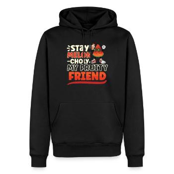 Pastèque Funny Fruit Drôle de dicton - Sweat à capuche Premium bio Homme - noir - Devant - Nico (187cm)