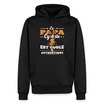 Ce papa cycliste est coole et authentique - Sweat à capuche Premium bio Homme - noir - Devant - Nico (187cm)