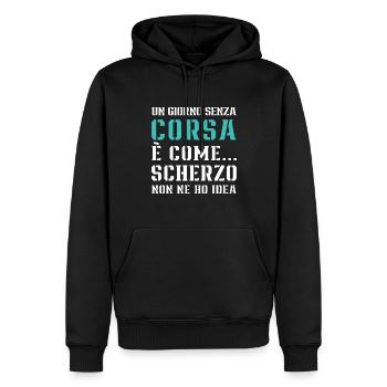 Une journée sans courir entraînement sportif - Sweat à capuche Premium bio Homme - noir - Devant - Nico (187cm)