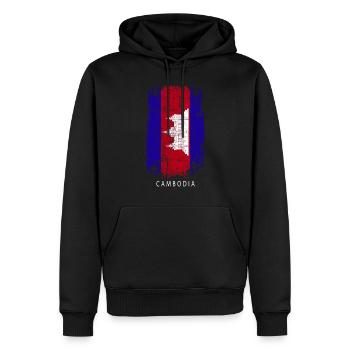 Souvenir avec le drapeau du pays du Cambodge - Sweat à capuche Premium bio Homme - noir - Devant - Nico (187cm)